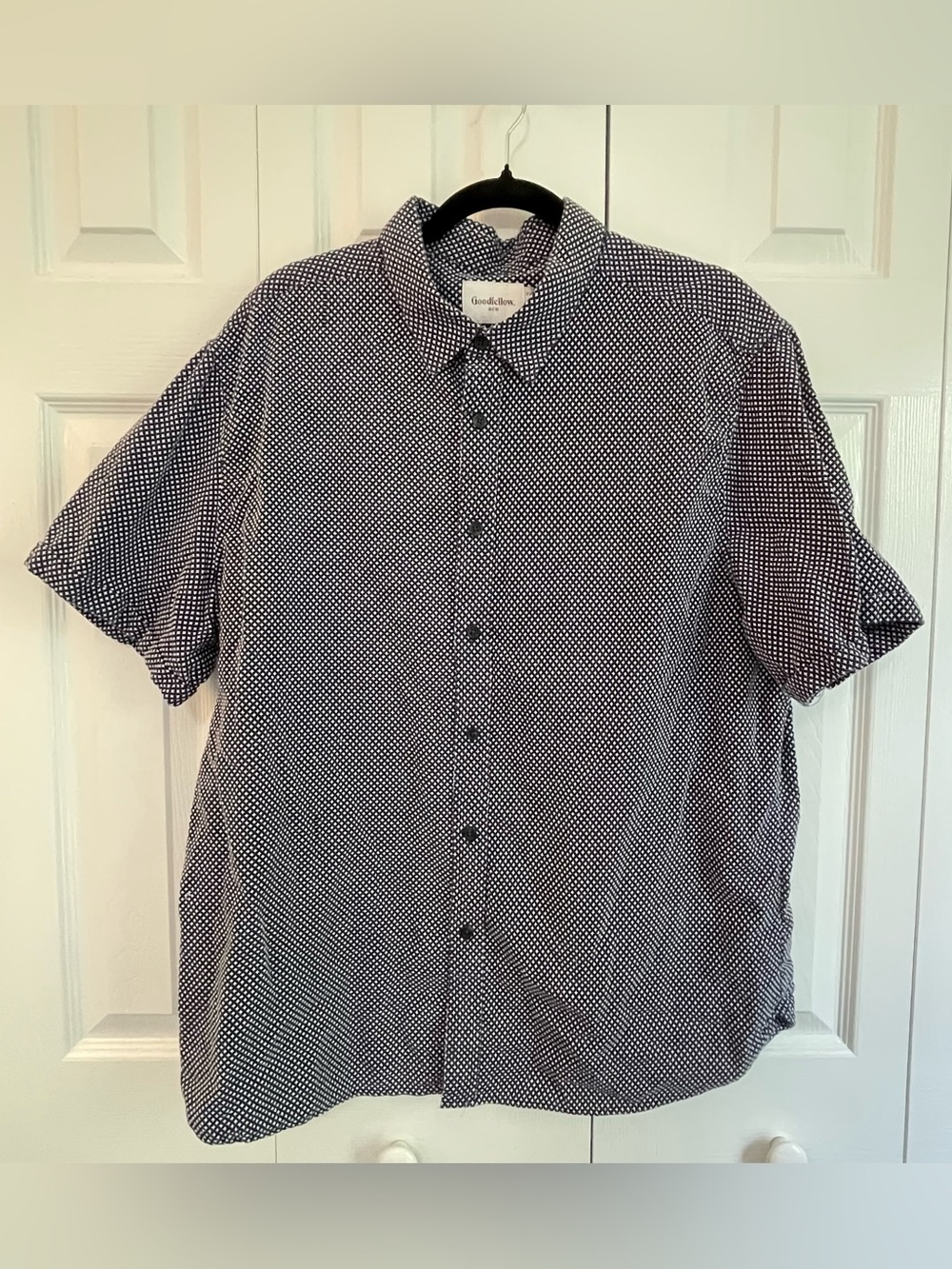 Goodfellow & Co Men’s Short-Sleeve Navy x Dot Button-Up Shirt Size XXL
